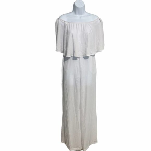 Show Me Your Mumu Sheer Flowy Jumpsuit Pants One Piece Off Shoulder White XXS - Picture 16 of 16